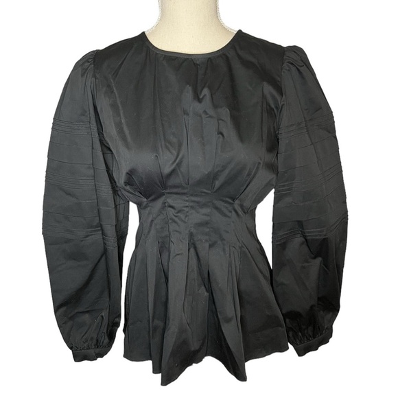HUNTER BELL Black Pleated Puff Sleeve Blouse - Picture 11 of 15